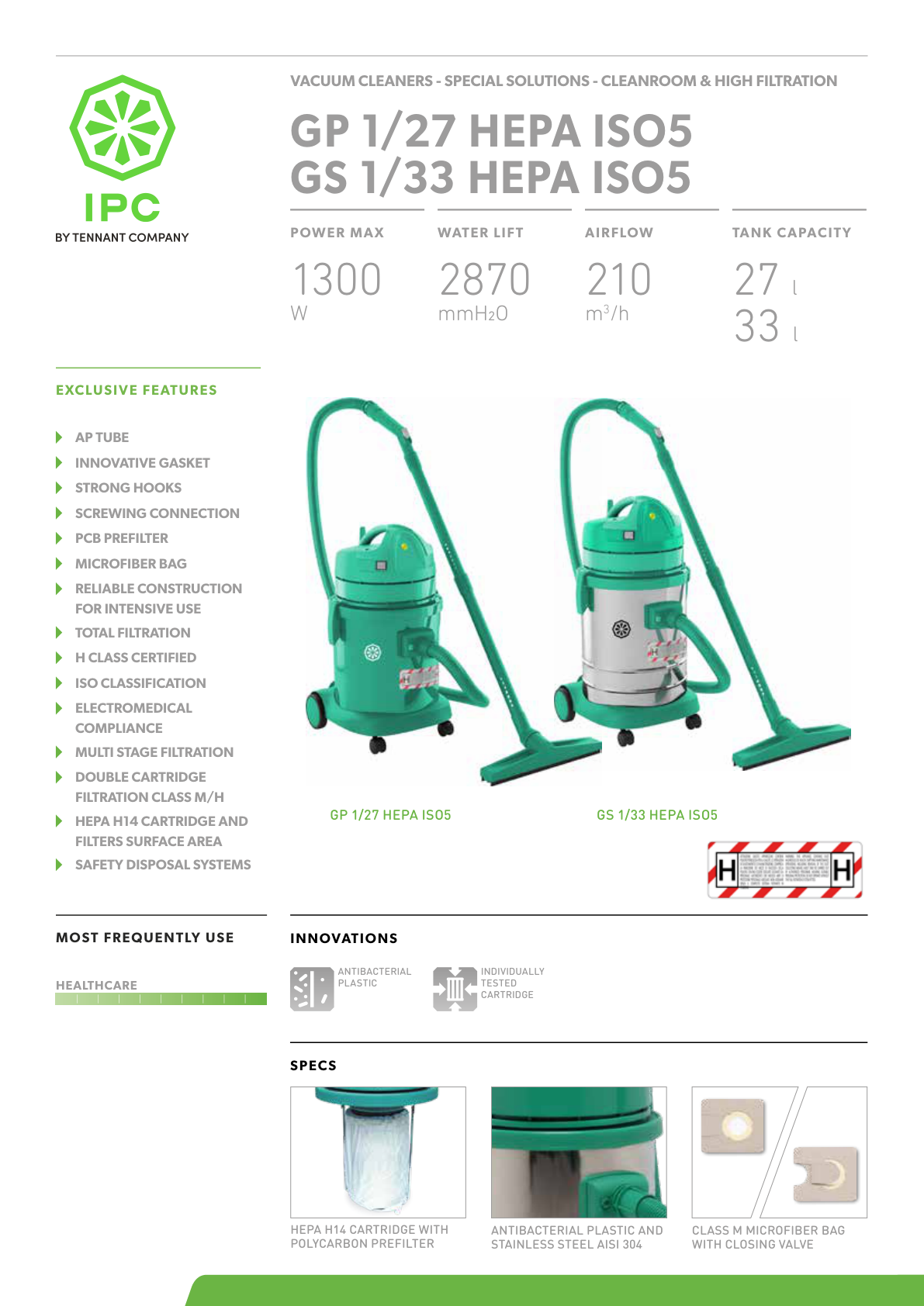 GP 1 27 GS 1 33 HEPA ISO5
